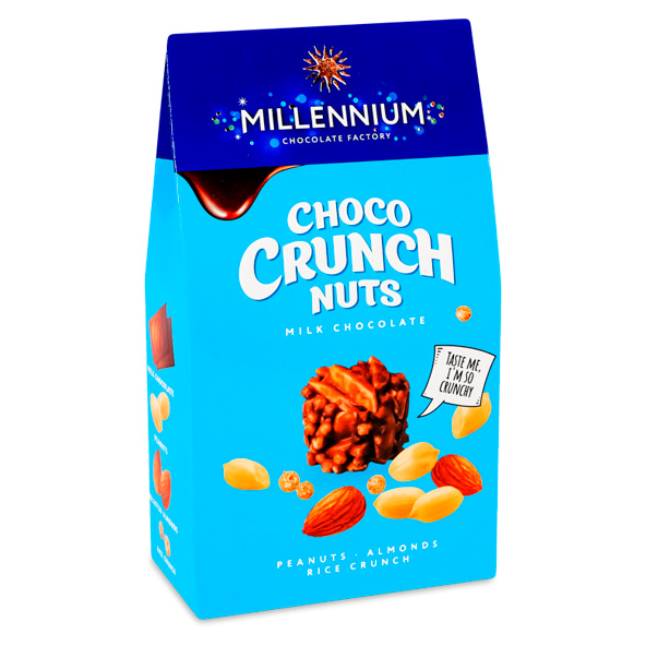 Konfetalar Millennium Choco Crunch sutli shokolad, guruchli to'plar, 100 g