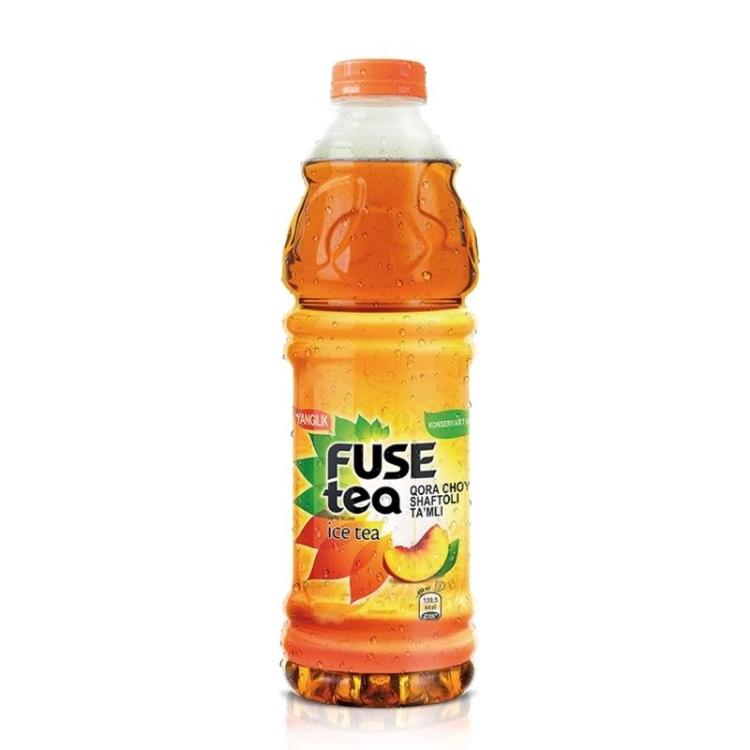 Salqin qora choy Fuse Tea, shaftoli lazzati bilan 1L